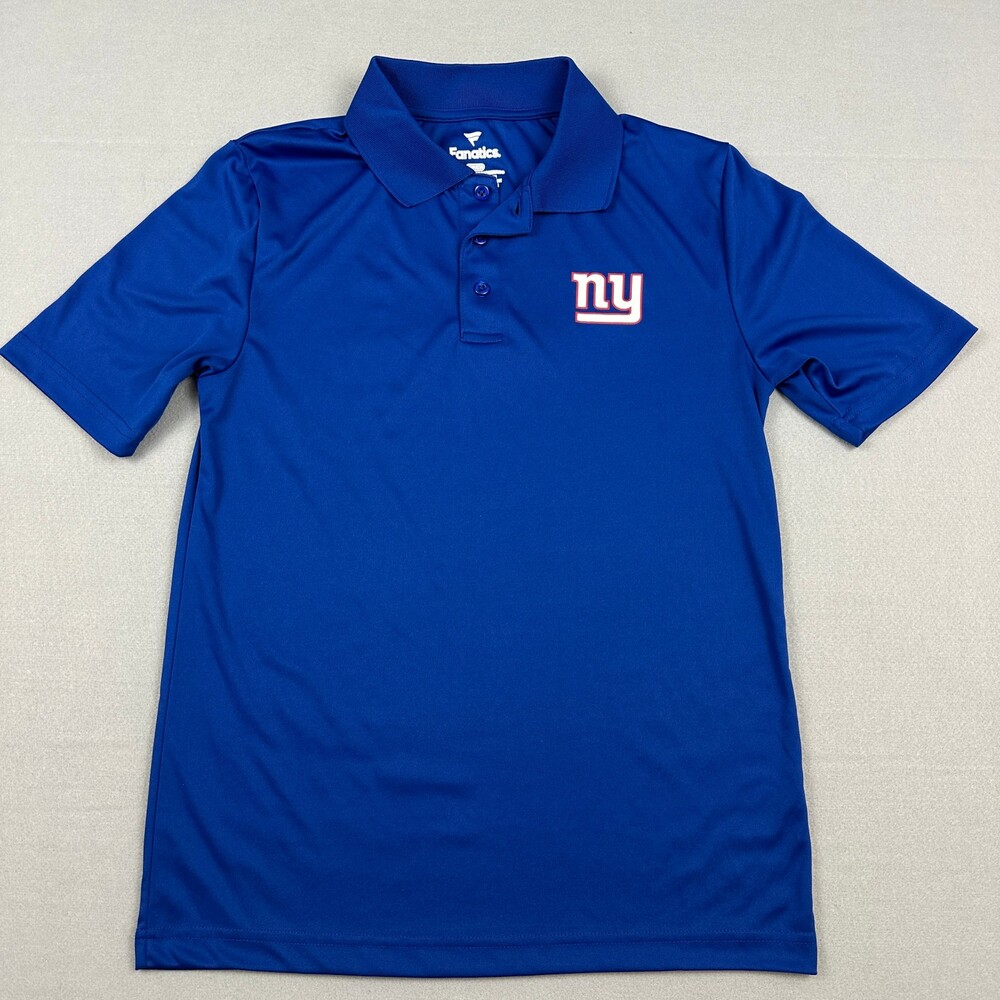 New York Giants Polo Shirt Men Small Blue Solid Fanatics Short Sleeve Logo NFL S